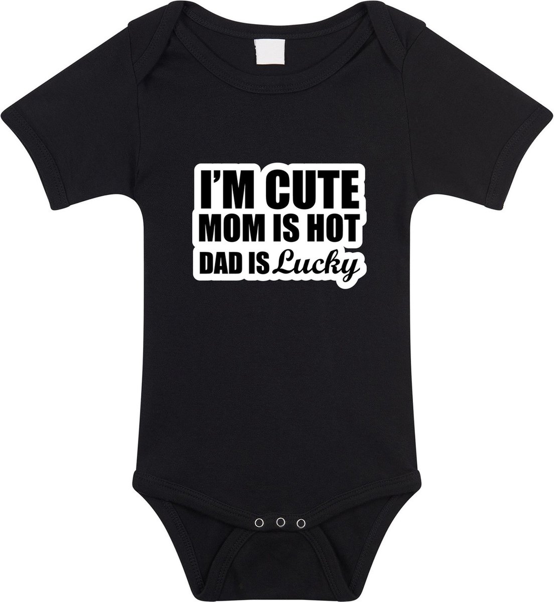 Cute hot lucky tekst baby rompertje zwart jongens en meisjes - Kraamcadeau - Babykleding 80