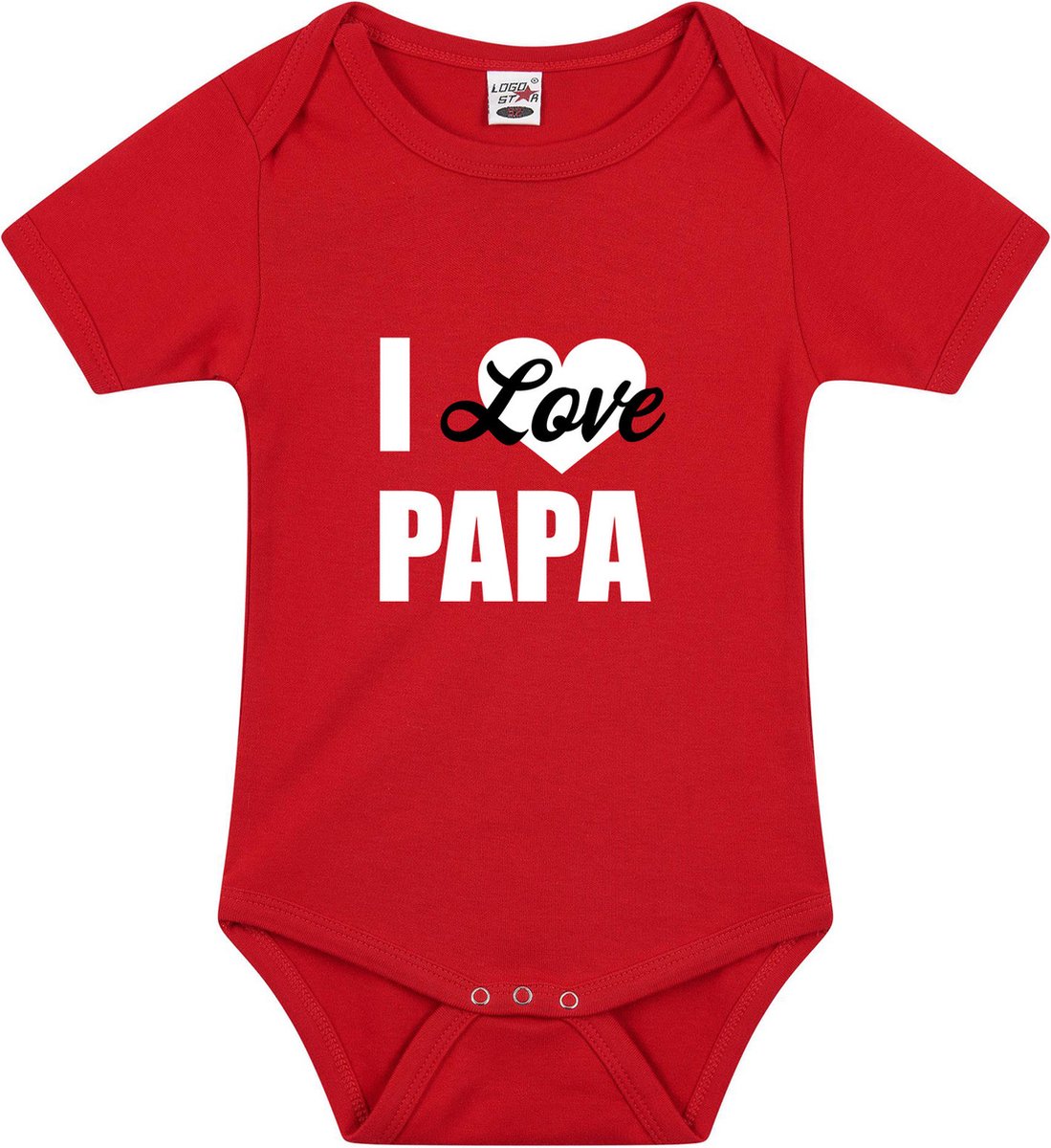 I love papa tekst baby rompertje rood jongens en meisjes - Kraamcadeau/ Vaderdag cadeau - Babykleding 56
