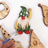 Set van 9 doe-het-zelf-kerstversieringen - rustieke kabouter-ornamenten - DIY Christmas Painting Gift - Kerst Versieringen - kerstdecor - Kersthangers - vakantiegeschenken voor kinderen en familie