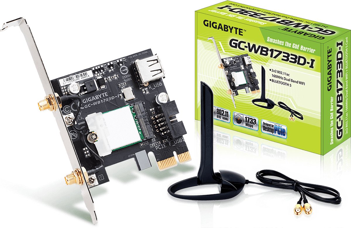 Gigabyte GC-WB1733D-I netwerkkaart & -adapter WLAN / Bluetooth 1733 Mbit/s Intern