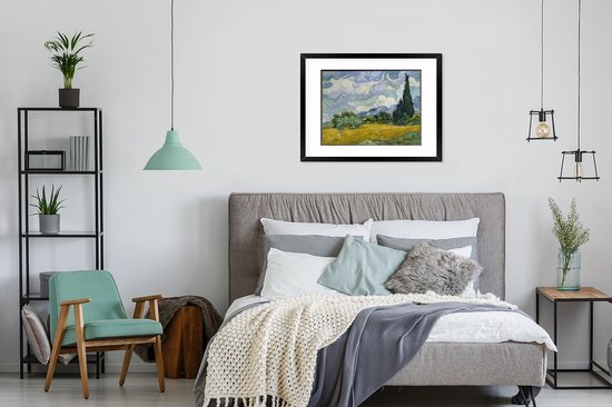 Affiche avec cadre Champ de blé avec cyprès - Vincent van Gogh - 80x60 cm