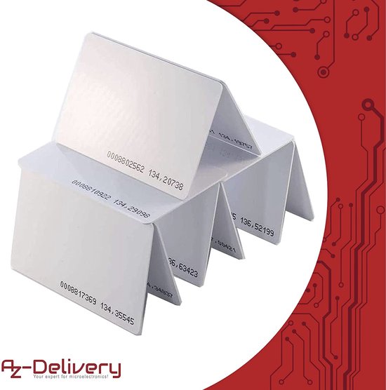 AZDelivery 50 x RFIDkaart Keycard 125KHz wit, genummerd compatibel met Arduino...