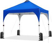 Waterdicht paviljoen 3x3m, partytent pop-up vouwpaviljoen One Push tuintent voor camping, tent met draagtas, zonwering in hoogte verstelbaar gemakkelijk te transporteren, blauw