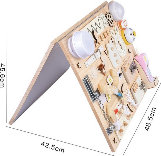 Thumbnail van een extra afbeelding van het spel Montessori speelgoed groot - Ontdek bord - Busy Board - duurzaam kinderspeelgoed - houten speelgoed