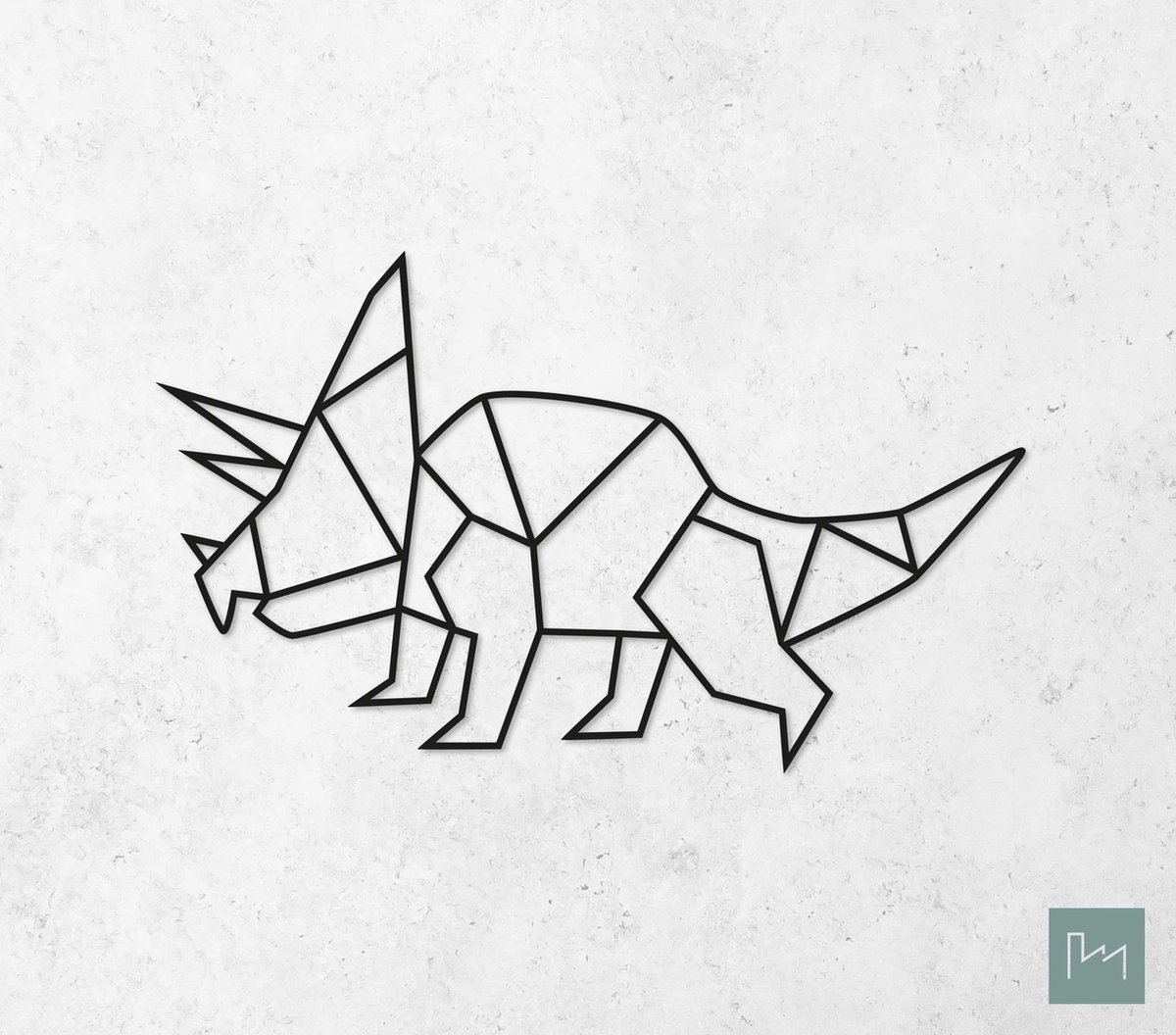 Laserfabrique Wanddecoratie - Geometrische Dino - Large - Zwart - Geometrische dieren en vormen - Houten dieren - Muurdecoratie - Line art - Wall art