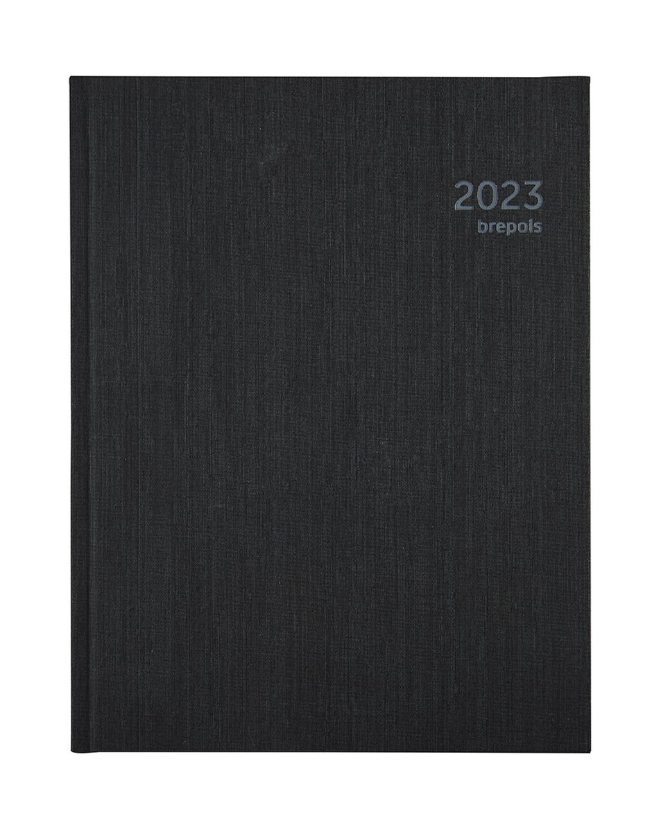 Brepols Agenda 2023 - KASHMIR - Optivision NL - Optimaal leesbaar - 17,1 x 22 cm - Zwart