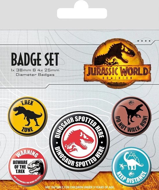 Jurasssic World Dominion Warning Signs - Badge Pack