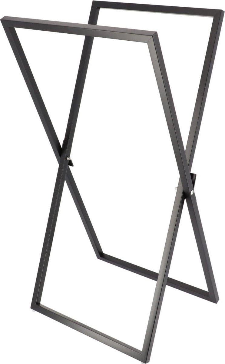 Metalen Handdoekrek Vierkant Opvouwbare Structuur - Zwart