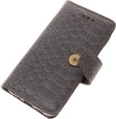 Made-NL Samsung Galaxy A32 Handgemaakte book case antraciet slangenprint leer robuuste hoesje