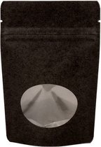 Sachets Stand Up Kraft Zwart avec Fenêtre ovale 102x60x152mm | 57 grammes - 100 pièces
