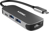 AKONIC USB C Hub - 4K HDMI - USB-C Opladen - Premium Kwaliteit - Spacegrey