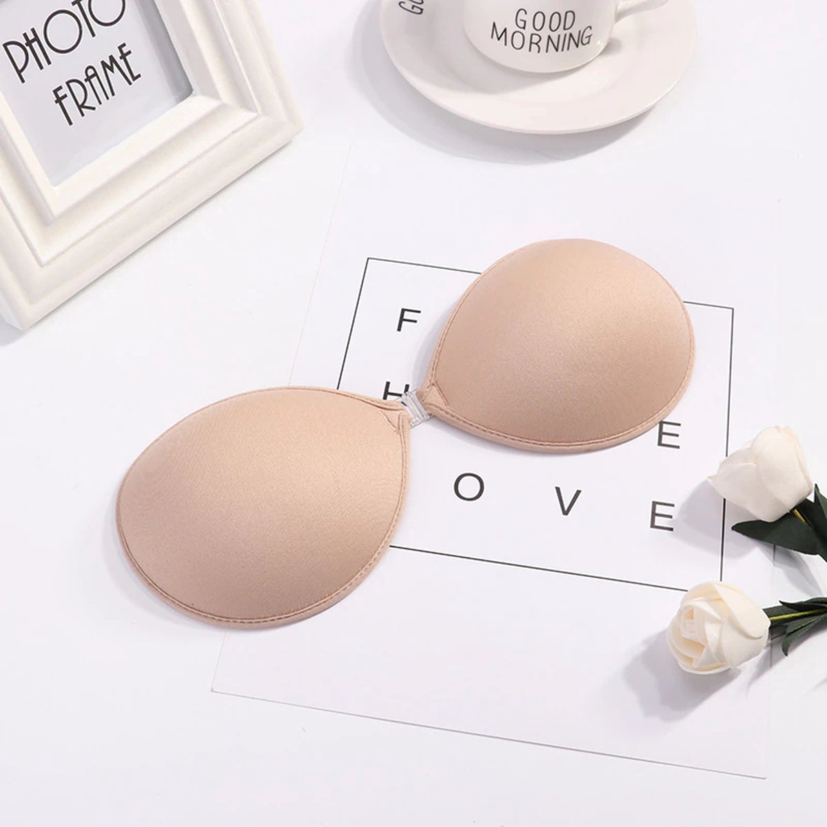 Sara Shop / Plak BH / Plak BH /Onzichtbare Push Up Bh Zelfklevende / beha Backless Strapless / Gel sticky Solid -Cup-B / Beige-Topkwaliteit
