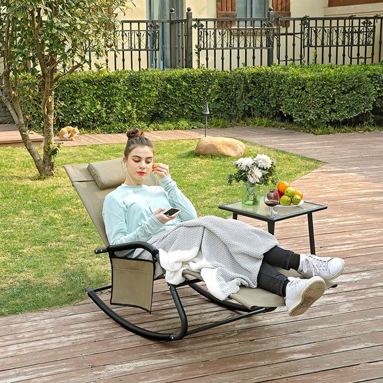Chaise de jardin LIVINGSIGNS, chaise longue, fauteuil à bascule avec  appuie-tête et... | bol.com