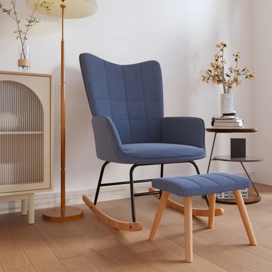 vidaXL Schommelstoel Zitmeubel Schommelend Stoel Zitstoel Fauteuil Zetel Armstoel Meubel Schommelmeubel Schommelstoelen Stof Zwart