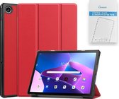 Tablet Hoes & Screenprotector geschikt voor Lenovo Tab M10 Plus (3e gen) tablet hoes en screenprotector - 2 in 1 cover - 10.6 inch - Tri-Fold Book Case - Rood