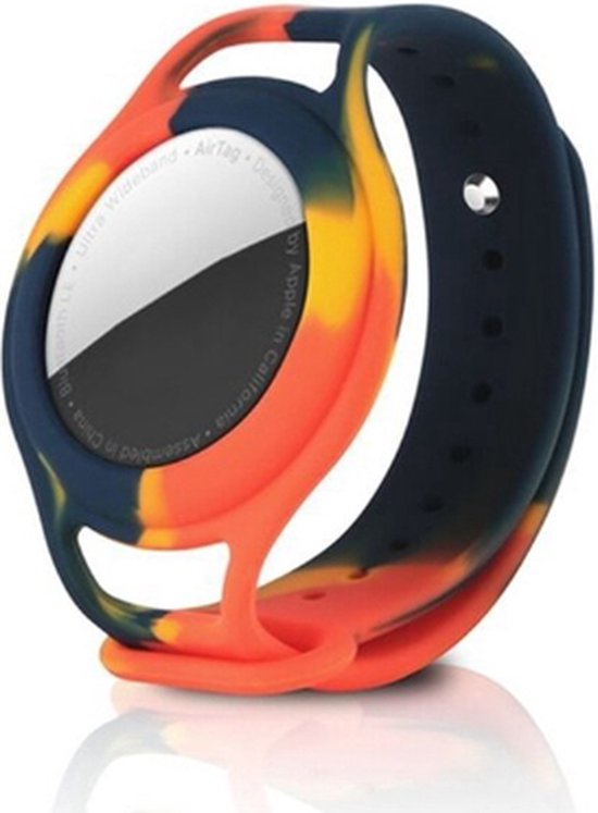 Tip Sterke Airtag Armband voor Kinderen Zwart/Oranje ZONDER AIRTAG Armband