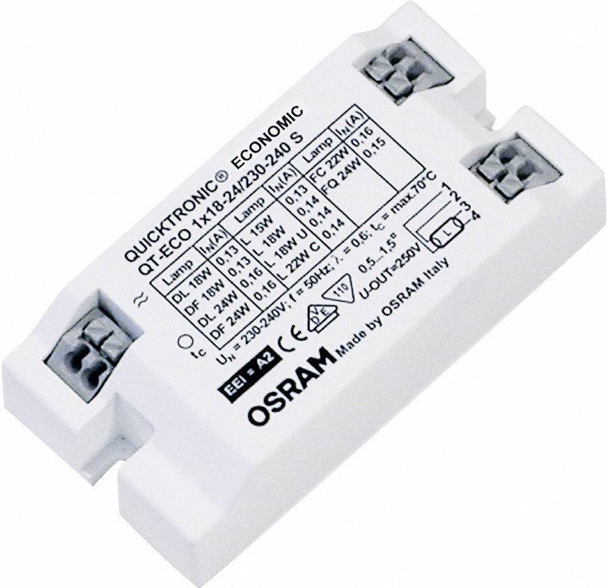 OSRAM Fluorescentielampen, Compacte fluorescentielamp Elektronisch voorschakelapparaat 24 W (1 x 24 W) QT-ECO 1X18-24/2