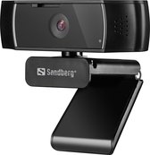 Sandberg USB Autofocus DualMic webcam 2,07 MP 1920 x 1080 Pixels USB 2.0 Zwart