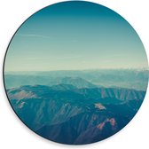 WallClassics - Dibond Muurcirkel - Uitzicht Over de Bergen - 30x30 cm Foto op Aluminium Muurcirkel (met ophangsysteem)