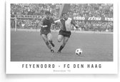 Walljar - Poster Feyenoord - Voetbal - Amsterdam - Eredivisie - Zwart wit - Feyenoord - FC Den Haag '72 - 20 x 30 cm - Zwart wit poster