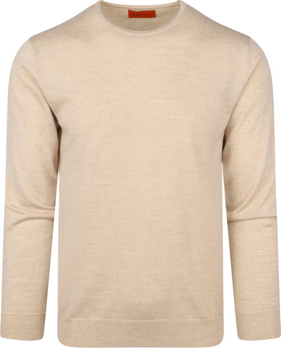 Suitable - Merino Pullover O Beige - Heren - Maat XXL - Modern-fit