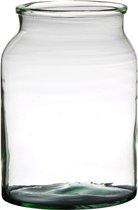 Bloemenvaas van gerecycled glas met hoogte 25 cm en diameter 19 cm - Glazen transparante vazen