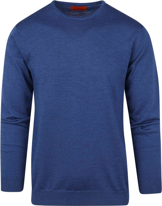 Suitable - Merino Pullover O Blauw - Heren - Maat S - Modern-fit