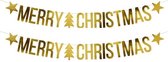 2x Merry Christmas knutsel kerst vlaggenlijnen 150 cm - Kerstversiering vlaggenlijn decoratie