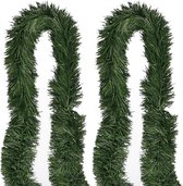 2x Groene kerstslingers 5 m