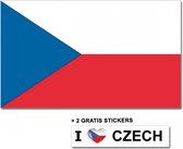 Drapeau tchèque avec 2 autocollants tchèques gratuits