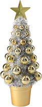 Complete mini kunst kerstboompje/kunstboompje zilver/goud met kerstballen 30 cm - Kerstbomen - Kerstversiering