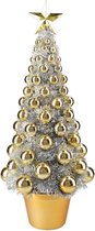 Mini sapin de Noël artificiel complet / sapin artificiel argent / or avec boules de Noël 50 cm - Sapins de Noël - Décorations de Noël