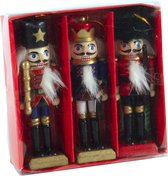 Kersthangers notenkrakers - 3x stuks - hout - 12,5 cm - poppetjes/soldaten