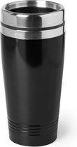 Warmhoudbeker/warm houd beker metallic zwart 450 ml - RVS Isoleerbeker/thermosbekers reisbekers voor onderweg