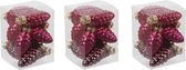 36x Dennenappel kersthangers/kerstballen rood/donkerrood van glas - 6 cm - mat/glans - Kerstboomversiering
