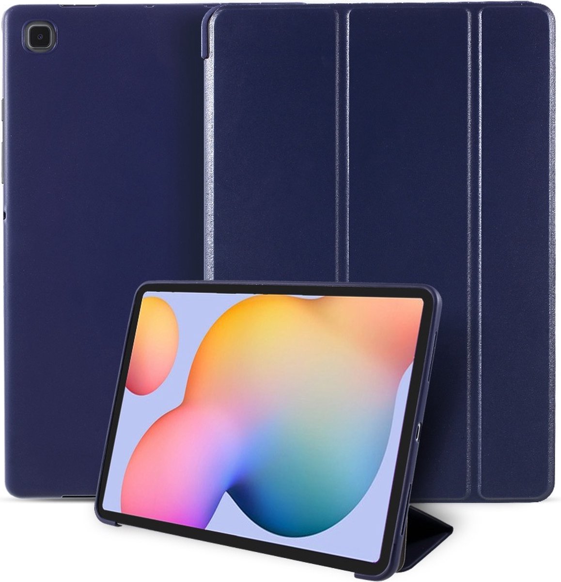 Samsung Tab S6 Lite Hoes - Tri-Fold Case - Donker Blauw - Geschikt voor Samsung Galaxy Tab S6 Lite (2020/2021/2022) - SM-P613, SM-P619, SM-P610, SM-P615