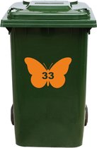Kliko Sticker / Vuilnisbak Sticker - Vlinder - Nummer 33 - 14x21 - Oranje