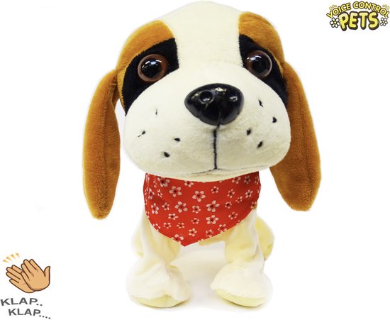 Interactieve Speelgoed Hond - Beagle - Pluchen Knuffel - 7 verschillende kunstjes - Clap dog- 29CM (incl. batterijen) - Merkloos