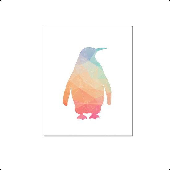 PosterDump - Geometrisch gekleurde pinguin - Baby / kinderkamer poster - Dieren poster - 50x40cm