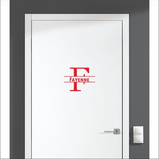 Sticker pour porte avec nom - Fayenne - Rouge