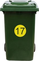 Kliko Sticker / Vuilnisbak Sticker - Nummer 17 - 17 x 17 - Geel