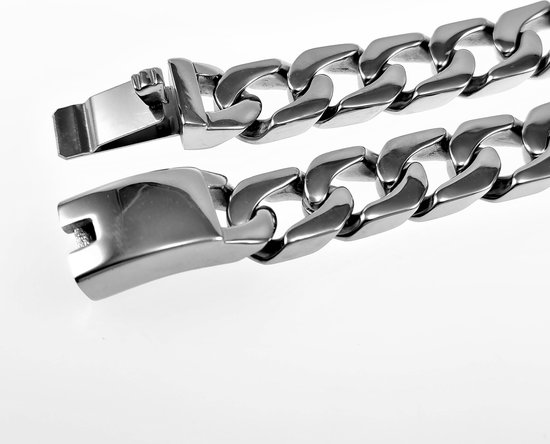 URBAN JEWELRY Zilverkleurige 316L Roestvrijstalen Gourmet Link Armband Voor Mannen