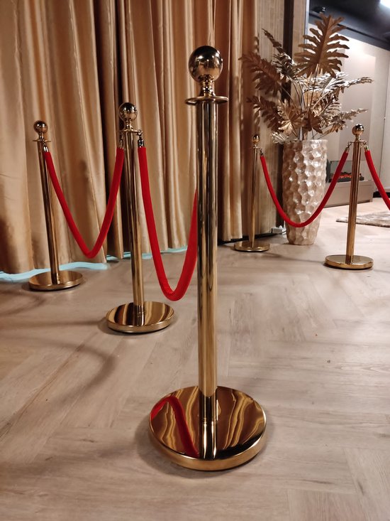 Cave & Garden VIP afzetpaaltjes goud - Met rood touw - Voor binnen en ...