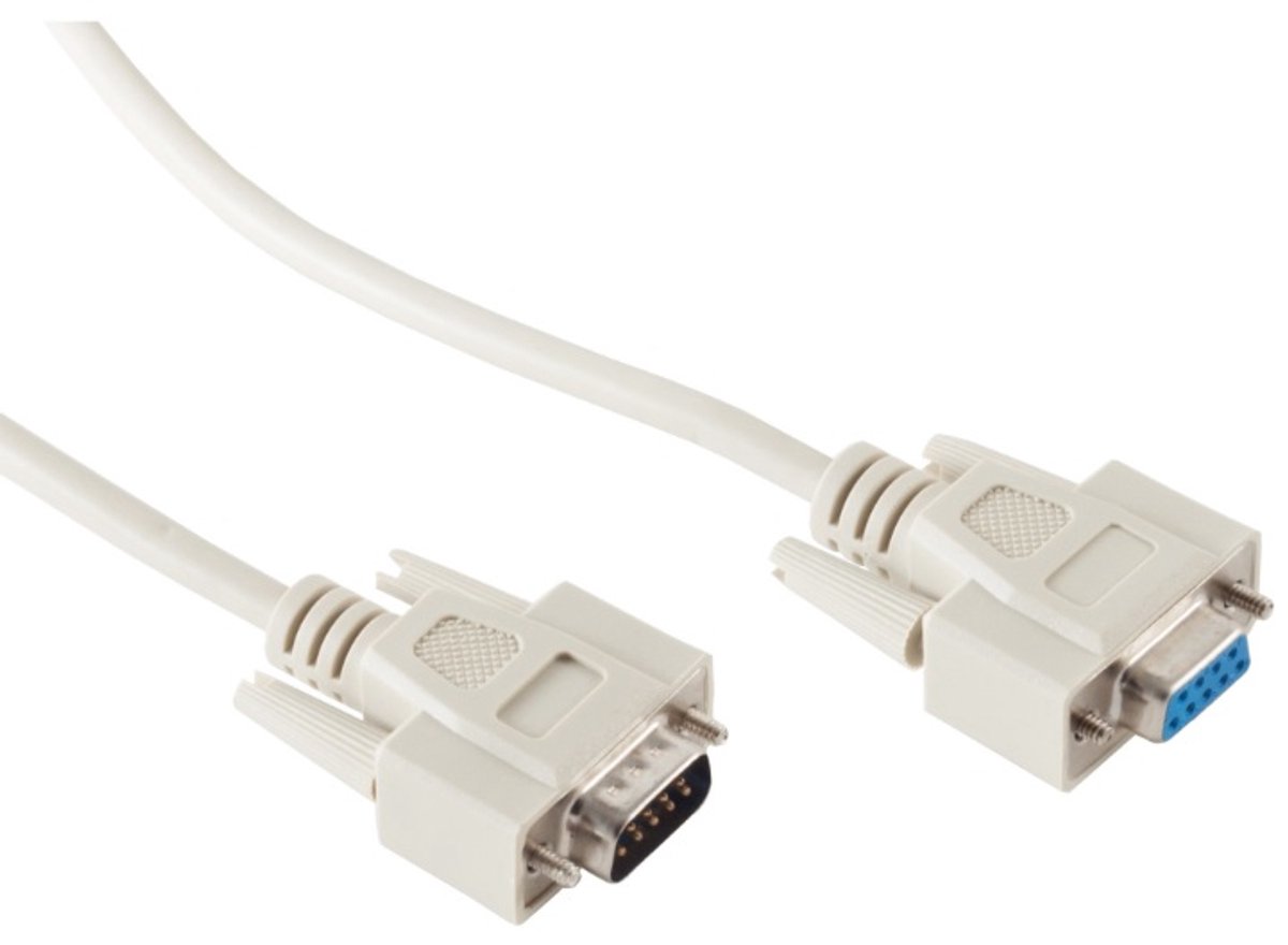 Seriële RS232 verlengkabel 9-pins SUB-D (m) - 9-pins SUB-D (v) / gegoten connectoren - 1 meter