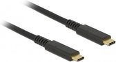 Premium USB-C naar USB-C coaxiale kabel met E-Marker chip - USB3.2 (tot 10 Gbit/s) - PD tot 20V/3A - video tot 8K 30Hz / zwart - 1 meter