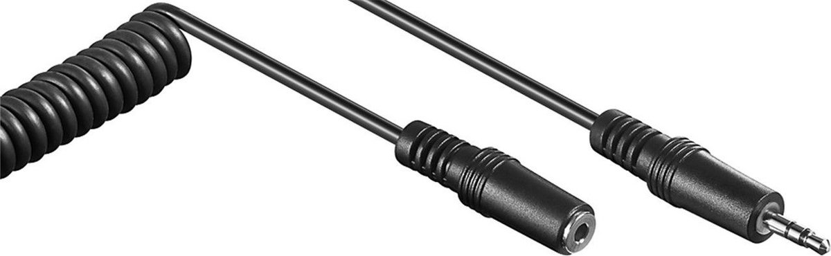 3,5mm Jack stereo audio verleng spiraalkabel / zwart - 5 meter