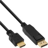 InLine 17181, 1 m, DisplayPort, HDMI, Or, Noir, Mâle/Mâle