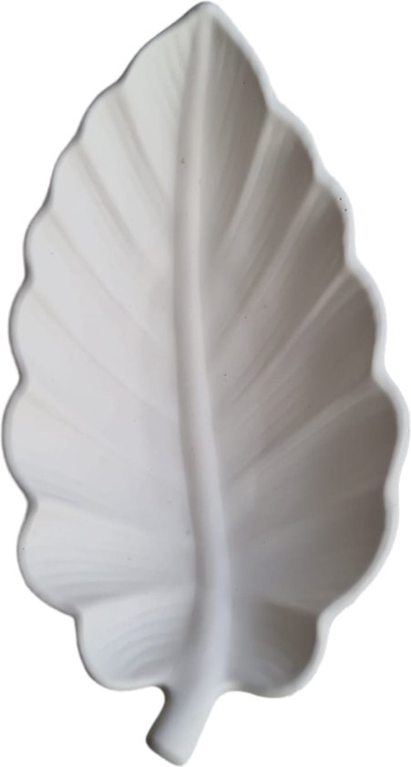 Blad schaal crème 18x10cm 100% jesmonite - sieraden schaal - bonbonschaal - decoratie