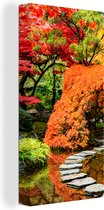 Canvas schilderij - Bomen - Stenen - Pad - Natuur - Japans - Schilderijen op canvas - 40x80 cm - Canvasdoek - Muurdecoratie