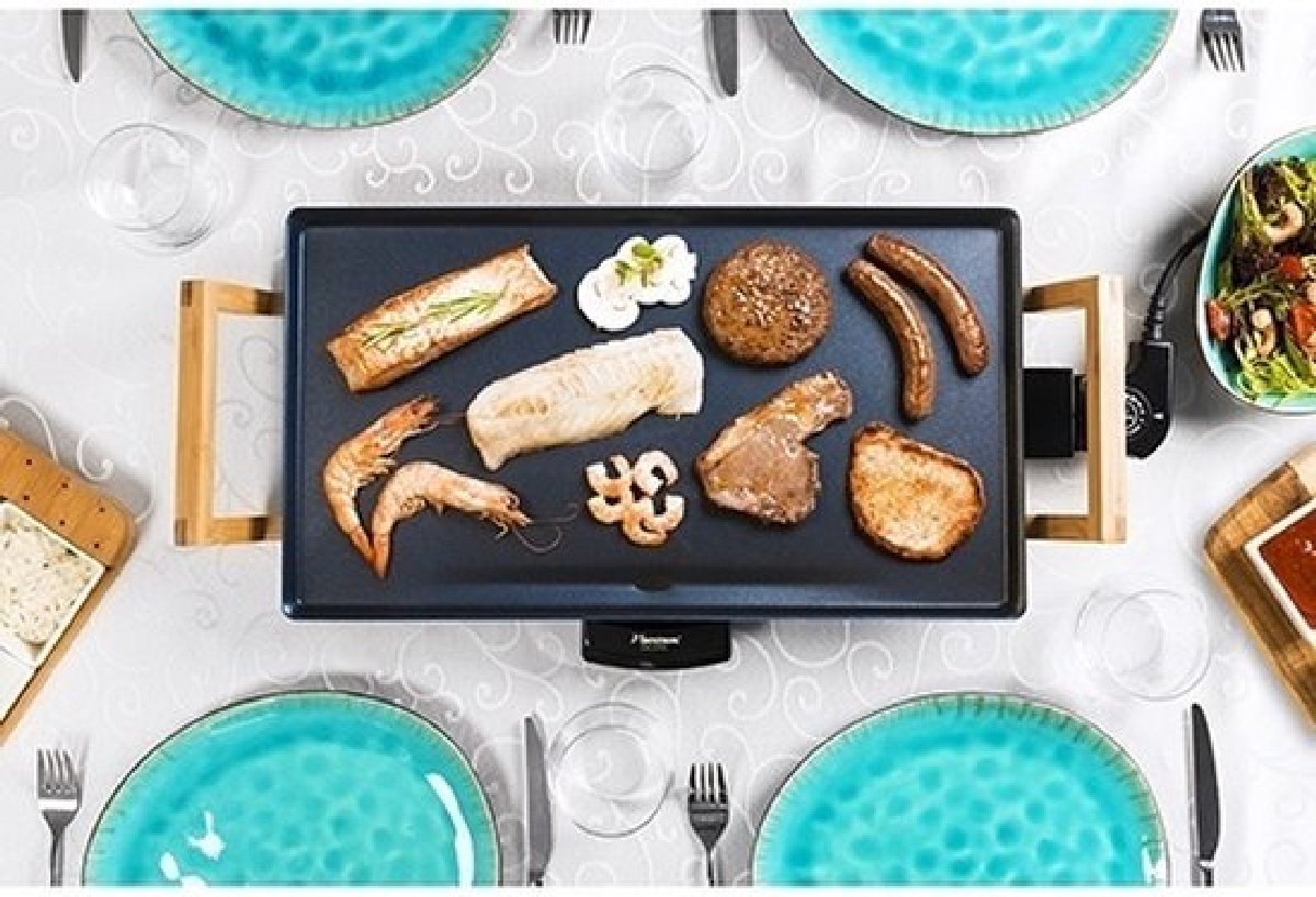 Plancha Grill de table Electrique 1800W Anti adhésive Surface de cuisson (l  x l): 90 x 23 cm Nombre de réglages de chaleur 5